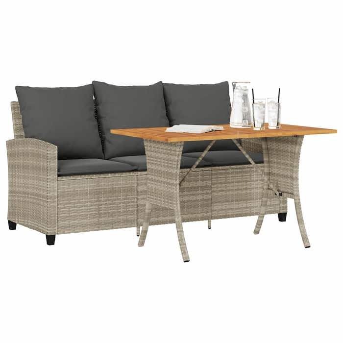 vidaXL Canapé de jardin 3places coussins et table polyrotin