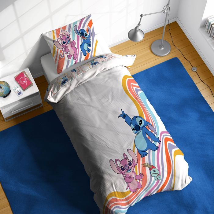 Parure De Lit Disney Stitch Réversible, 100% Coton, Housse De