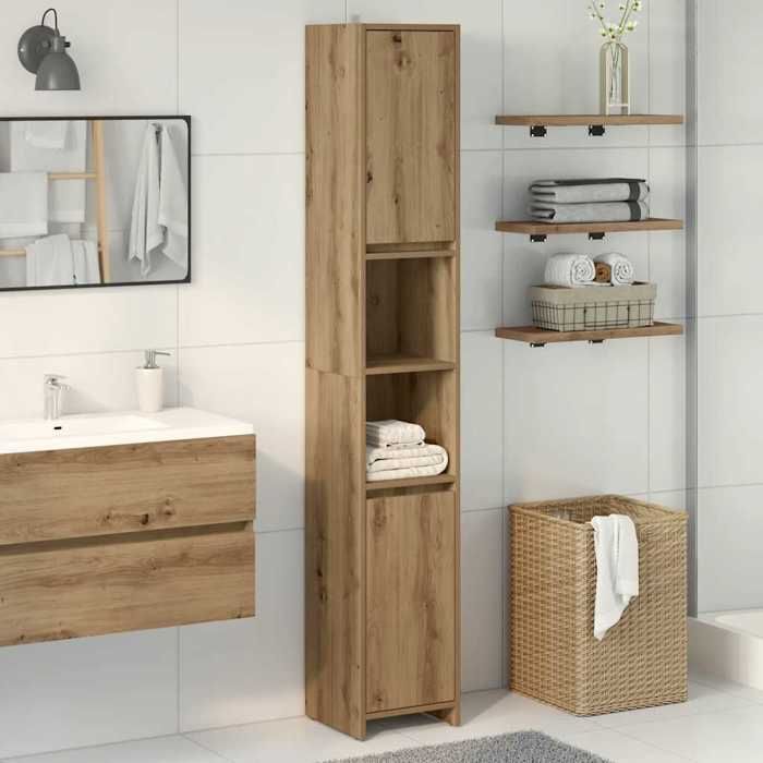 Elégant Cabinet de RangementArmoire de salle de bain - chêne artisanal - 30x30x1835 cm &3347381