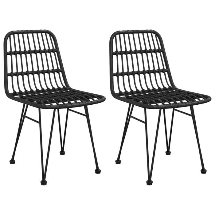 (SOLDES JUILLET)Chaises de jardin 2 PCS - UU - Scandinave Fauteuil salon - Noir 48x62x84 cm Résine tressée FR1319429