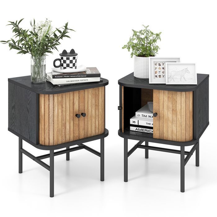 Petite Table de Chevet avec 2 Tiroirs en Bois et en Métal Gain de Place Petite Table de Chevet avec 2 Tiroirs en Bois et en Métal Gain de Place
