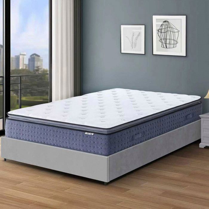 Matelas 180x200 cm ep 35 cm ressorts ensachés 3 zones + mousse mémoire coutil bambou bords renforcés - LASUITE