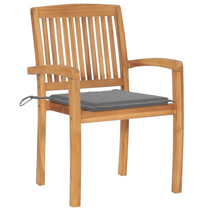 Lot de 2 chaises de jardin blanches avec coussins gris ITALY