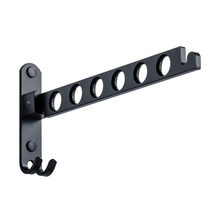 Patère pliable - Aluminium - Noir - Design anti-chute - Économie despace