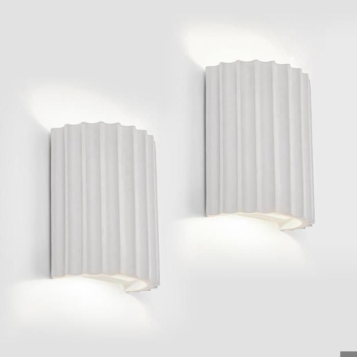 Diday 2x Applique Murale ModerneLED Lampe murale en Résine Abat-jour Designe Colonne Romaine Éclairage Murale Style NordiqueFroid