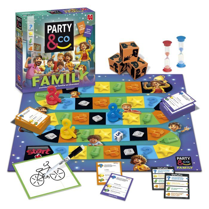 Jeu de société familial - PARTY & CO - Party & Co Family - 3 à 15 joueurs - À partir de 8 ans - Plateau double face