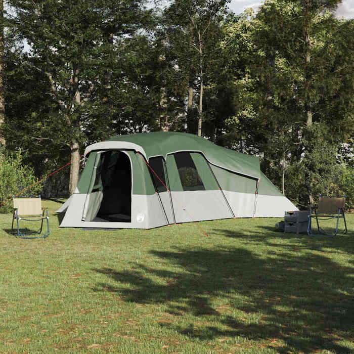 Tente familiale - vidaXL - Vert - 762x655x218 cm - Taffetas - 20 personnes - 4 chambres - 3 portes - 8 fenêtres - E-Port