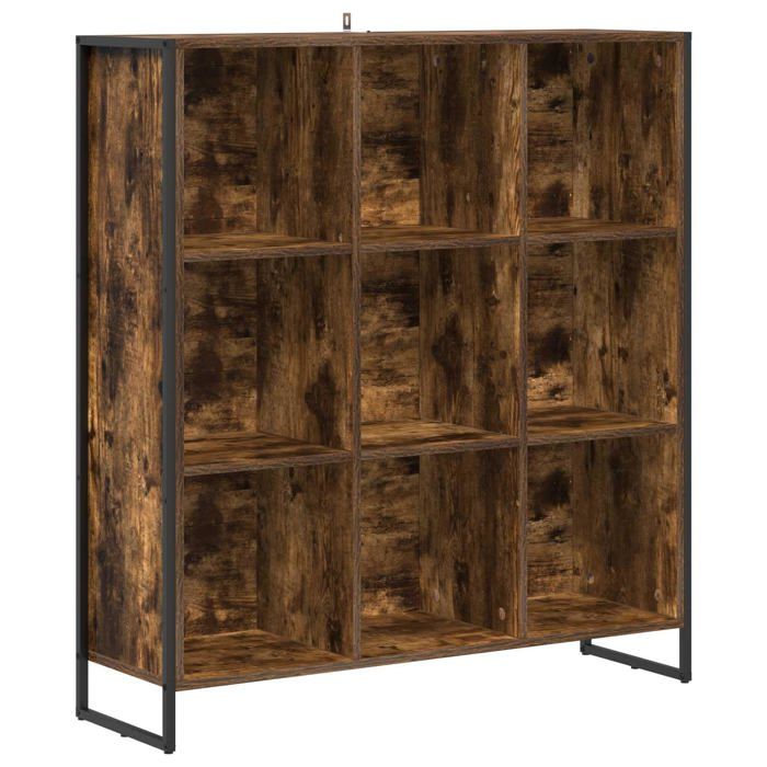 Bibliothèque industrielle - vidaXL - Chêne fumé - 99 5 x 30 x 108 5 cm - Bois dingénierie - Pieds en acier