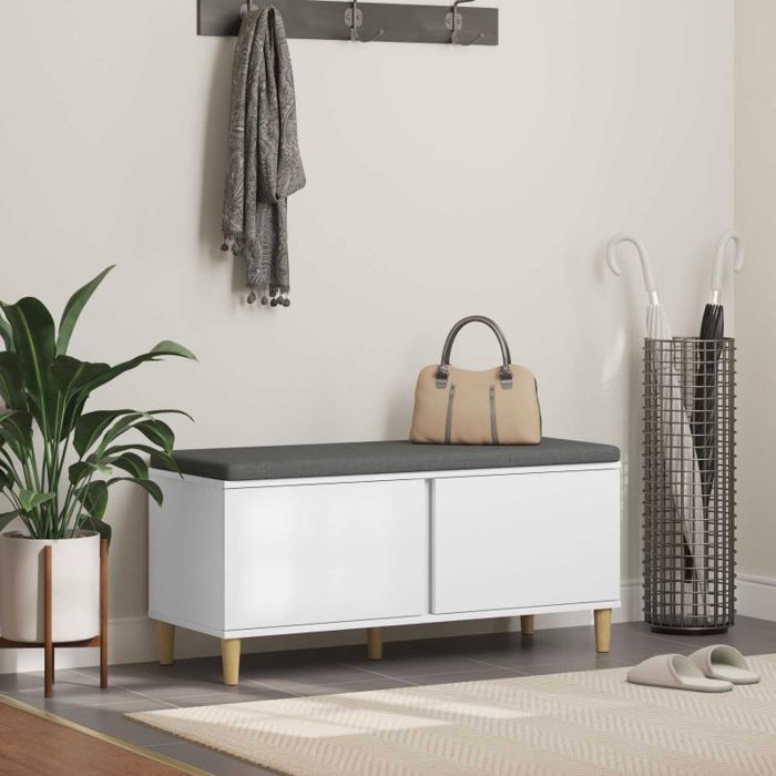 Banc Vidaxl Banc dentrée avec coussin avec stockage Blanc 60 x 38 x 46 cm