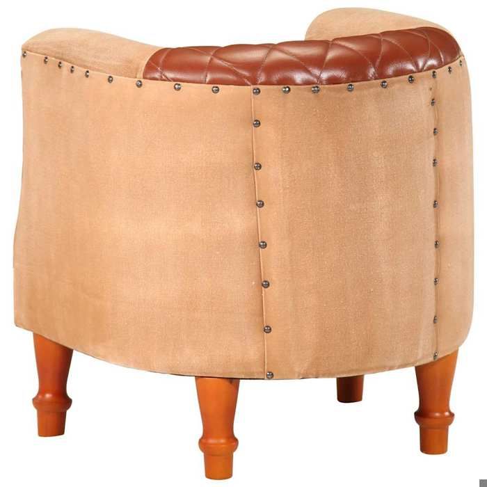 TOP 2026 Chaise salon/Fauteuil cabriolet - pour 1 personne - marron cuir véritable bois de manguier massif - 60x57x64 cm FF4621