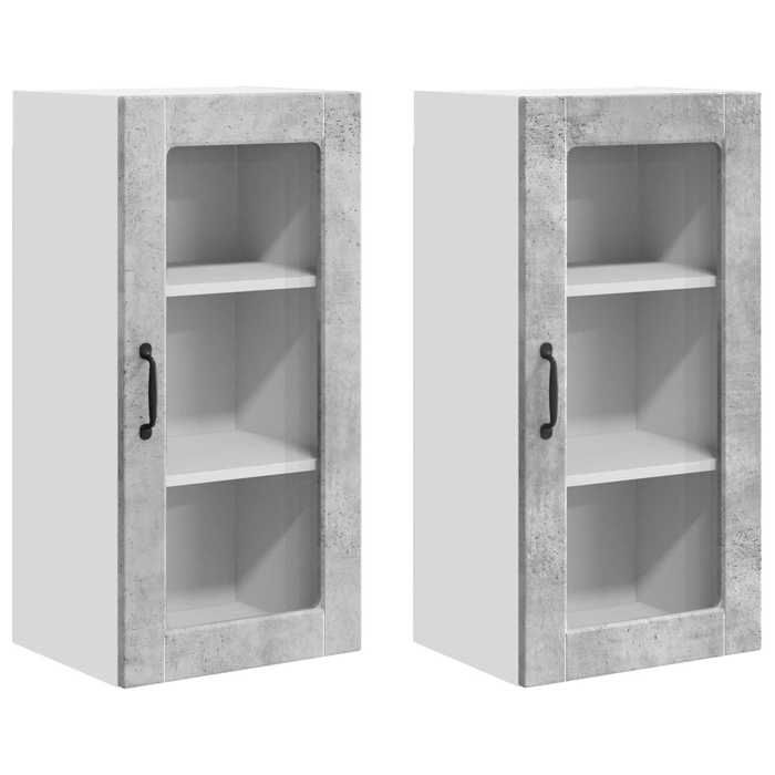 En solde Cabinet de cuisine 2 pcs UU buffet cuisine moderne Gris béton 40x31x80 cm A159