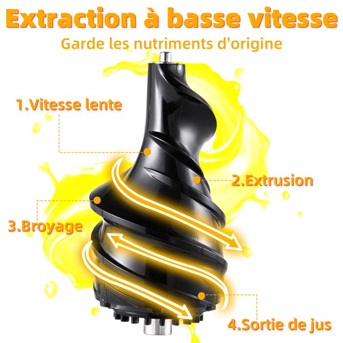 Extracteur de Jus de Fruits et Légumes - Vis Large - Kotezu