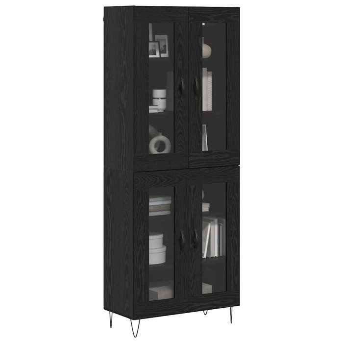 Vaisselier de cuisine - Noir - Haut Armoire - SWEETY - avec rangement - Chêne noir 69 5x34x180cm - Bois dingénierie LH2289442