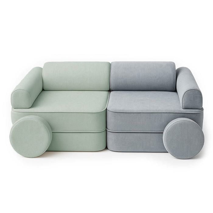 Canapé enfant modulable 8 éléments olive bleu – canapé enfant multi-usages