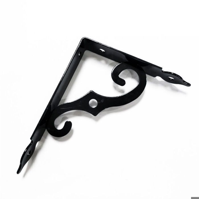 Équerre murale décorative - Unbrand - 2 pièces - 190x140 mm - Métal fer forgé - Noir - Support tablette