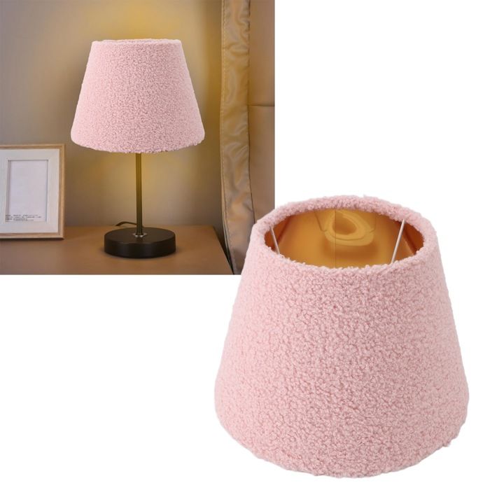 Abat-jour conique en tissu peluche – Nosheir – doux et élégant rose – pour lampe de table lustre ou chevet