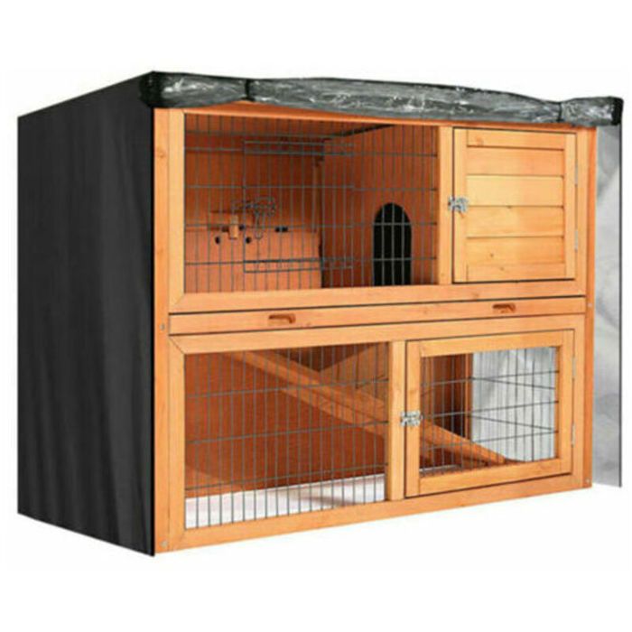 Housse imperméable pour clapier à lapins grande housse double pour cage à lapins de jardin 122 x 50 x 105 cm