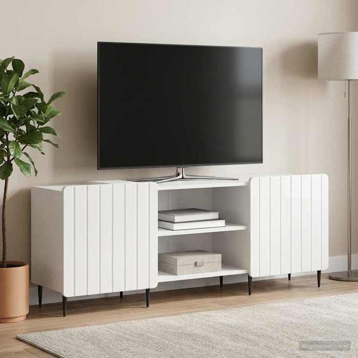 vidaXL Meuble TV Blanc brillant 150 x 31 x 52 cm Bois dingénierie 894459