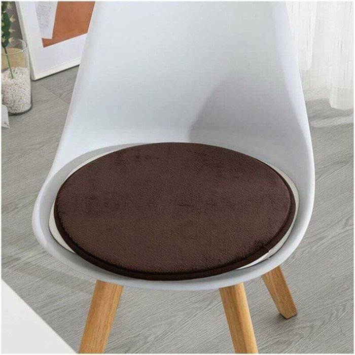 Lot de 4 galettes de chaise rondes 33 Mousse mémoire de forme 15 Tissu flanelle lavable Antidérapant pour chaises de bureau