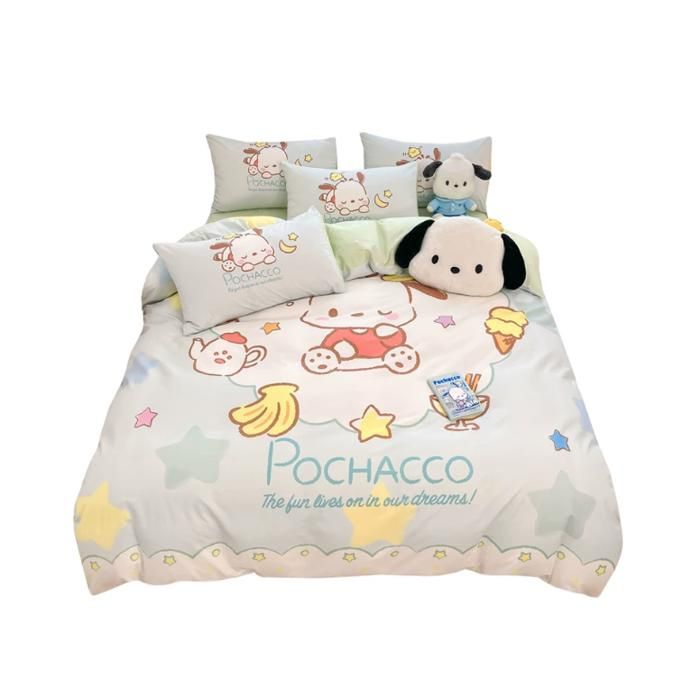 Pack literie 4 pièces ensemble complet housse de couette drap et taies doreiller tissu doux et respirant
