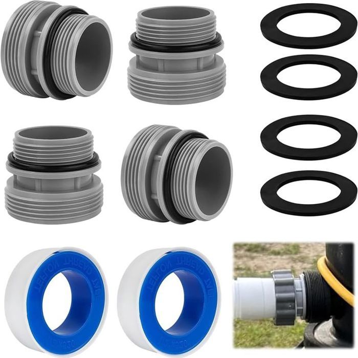 Lot de 4 Adaptateurs Tuyau Piscine 40 mm à 11/2 – Compatible Intex & Coleman avec Joint Étanche