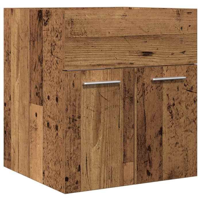 Meuble lavabo SDB - vidaXL - rangement lavabo - bois dingénierie - vieux bois - 41 x 385 x 46 cm{mqa78m}
