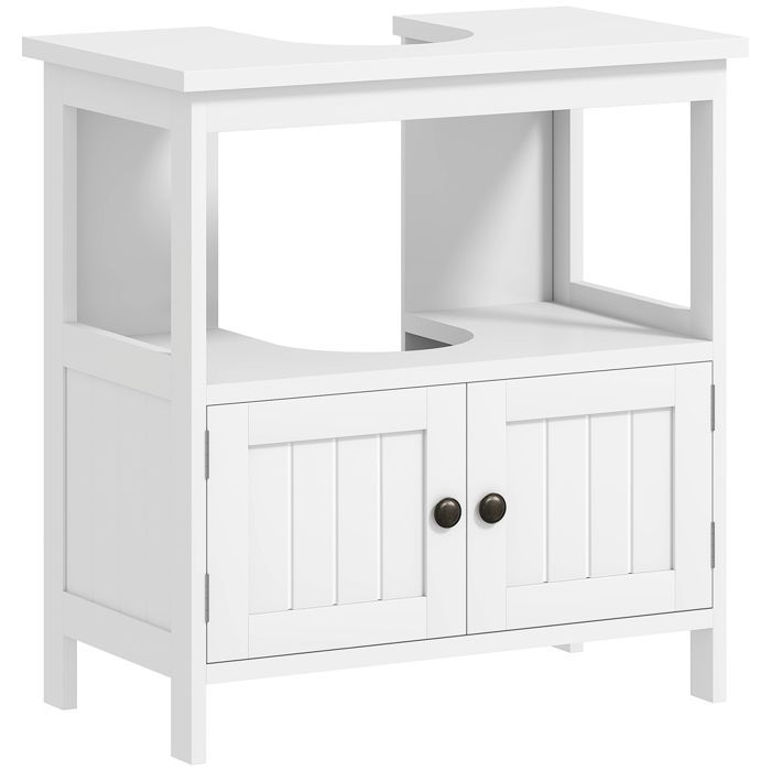 LIA Meuble-lavabo mobile avec étagère et armoire en forme de U avec 2 portes 60x30x60 cm blanc