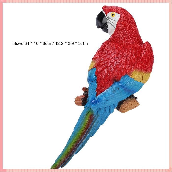 AUCUNE Jouet de perroquet Figurine doiseau réaliste en résine modèle de perroquet jouet Sculpture deco N°1 rouge à droite