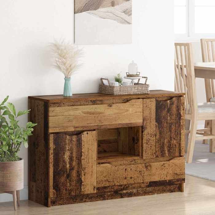 Meuble Rangement - HAOSHOP - Buffet Bois Ancien 100 x 30 x 65 6 Bois dingénierie&01_41964