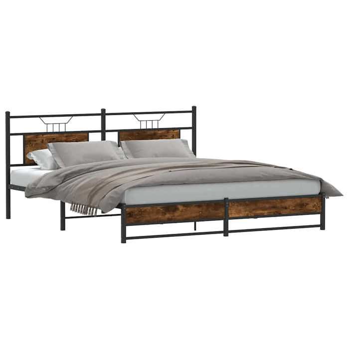Stable&robuste Cadre de lit sans matelas chêne fumé 160x200 cm bois ingénierie avec manuel de montage &01_15101