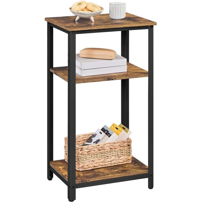 Table dAppoint Idustrielle Bout de canapé en Bois Vintage Table de Chevet avec 3 Étagères de Rangement pour Salo TABLE DAPPOINT