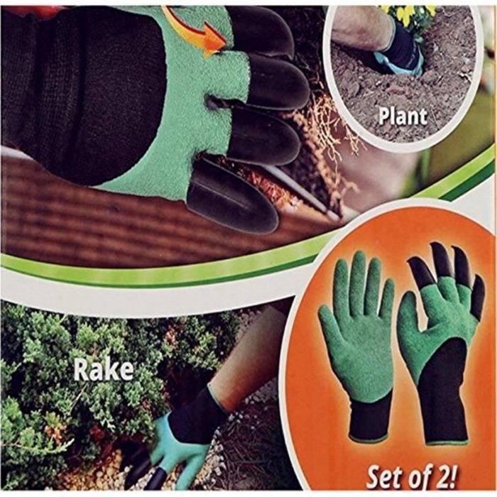 1 paire gants de jardin pour creuser et planter des griffes en plastique abs jardinage gants