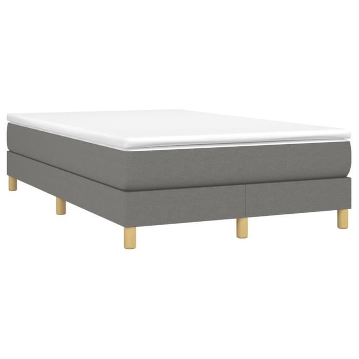 Sommier tapissier - AKOZON - 120x200 cm - Gris foncé - Lattes de contreplaqué - Pieds robustes