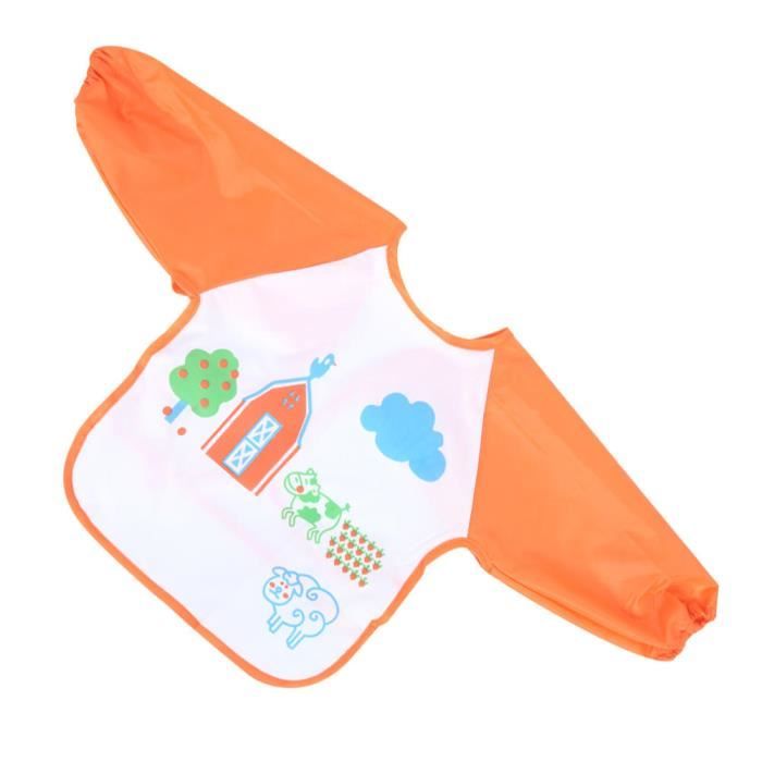 Tablier Bébé Imperméable à Manches Longues - Bavoir EVA Lavable - Poche De Récupération - Pour Repas Et Peinture - 6-36 Mois
