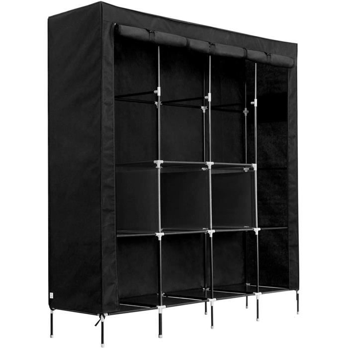 Armoire en Tissu Armoire Penderie en Tissu Armoire Pliante pour Vetement Adulte Intissé 4 Barres