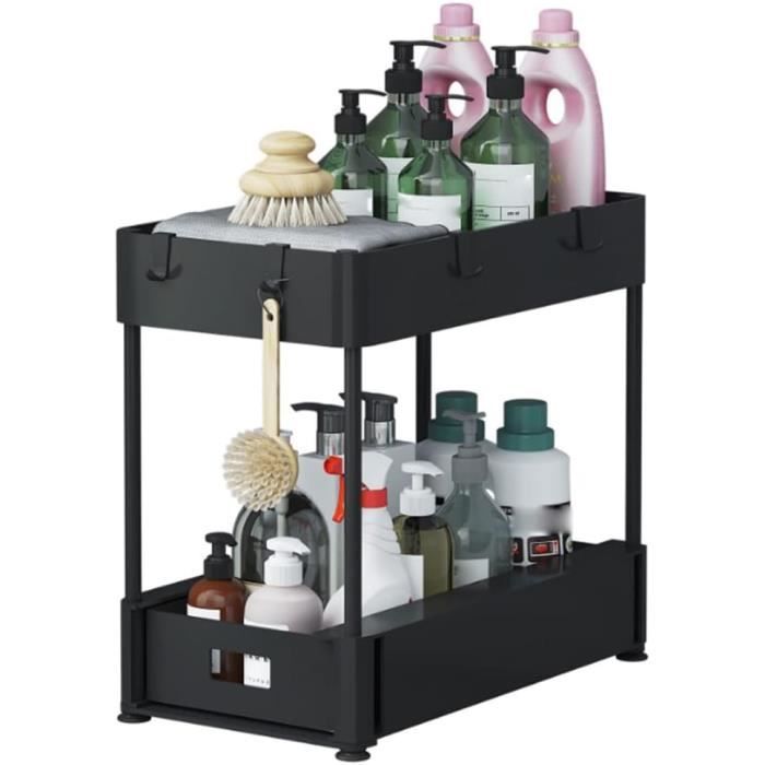 Organisateur De Comptoir 2 Niveaux - Étagère Salle De Bain/cuisine, Noir, Caoutchouc/acier