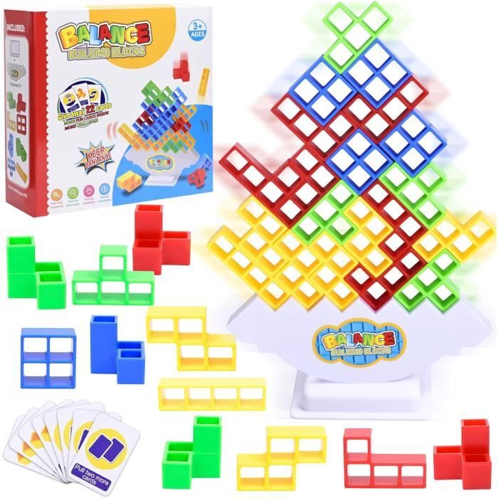 Tetris Balance – Jeu de société empilable pour enfants et adultes, 48 pièces, jouets d'équilibrage, exercices de motricité fine, jouets éducatifs pour jeux familiaux, fêtes, voyages (vert