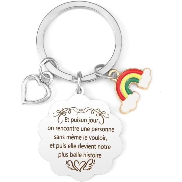 Porte Clef Personnalisable Porte-clés Couple LKJHGF - Pendentif Acier Inoxydable - Cadeau Saint-Valentin/anniversaire - 2,5 Cm Cadeau Anniversaire Romantique