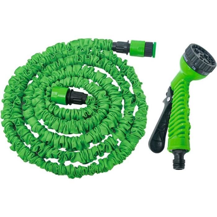 Tuyau D'Arrosage Extensible 15m - Double Couche Résistant Aux Pliages - Pour Jardin, Pelouse, Serre - PVC/Polyester - 8
