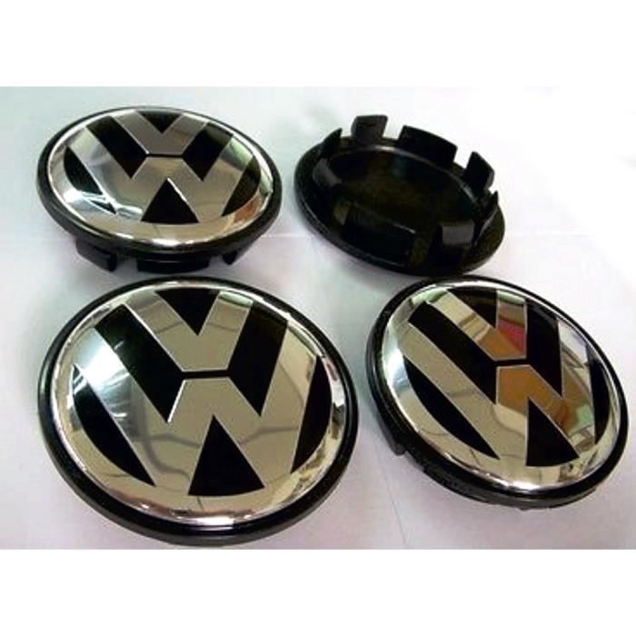 4 x Caches Moyeux Centre Roue Logo VW pour Volkswagen 70mm Diamètre