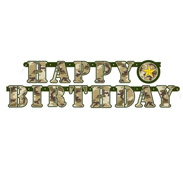 Unique Party Banderole D Anniversaire Happy Birthday Camouflage Militaire 1 6 M Cdiscount Maison