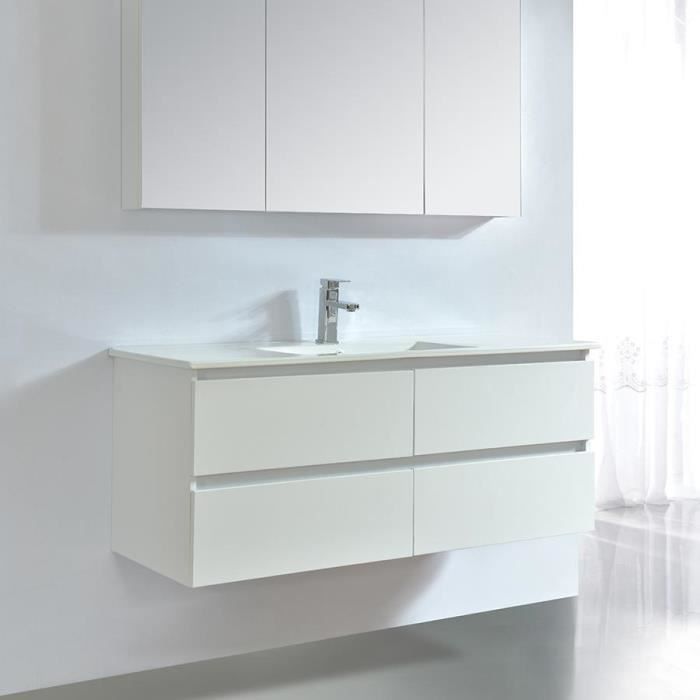 Meuble Salle De Bain Design 120 Cm Limpio Finition Melamine Blanc Avec Vasque Ceramique Meuble Seul Blancmeuble Seul Cdiscount Maison