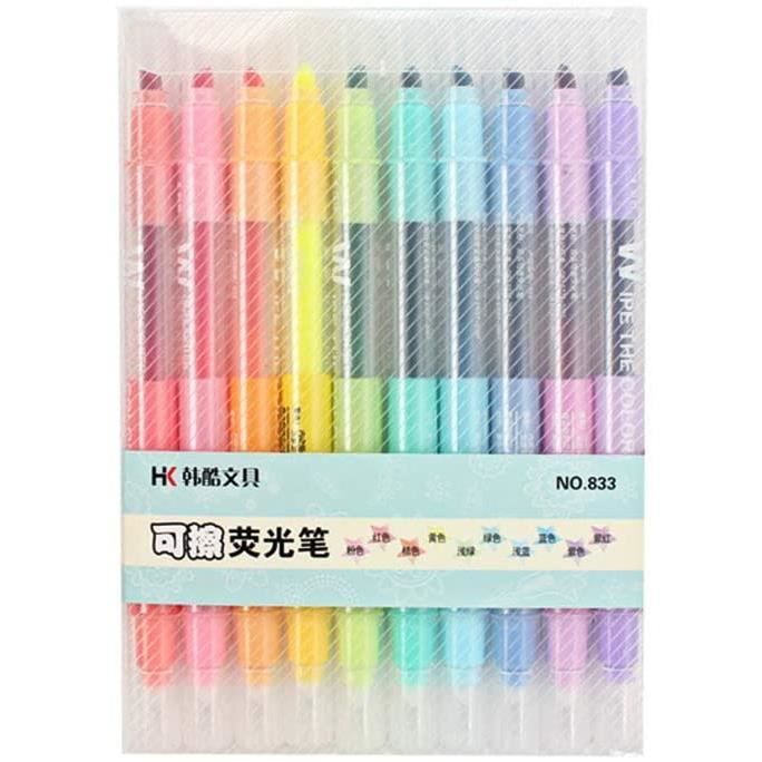 Surligneurs Pastel Miiepls 12 Couleurs - Double Pointe (fine/ronde), Séchage Rapide, Idéal Pour étude Et Planification