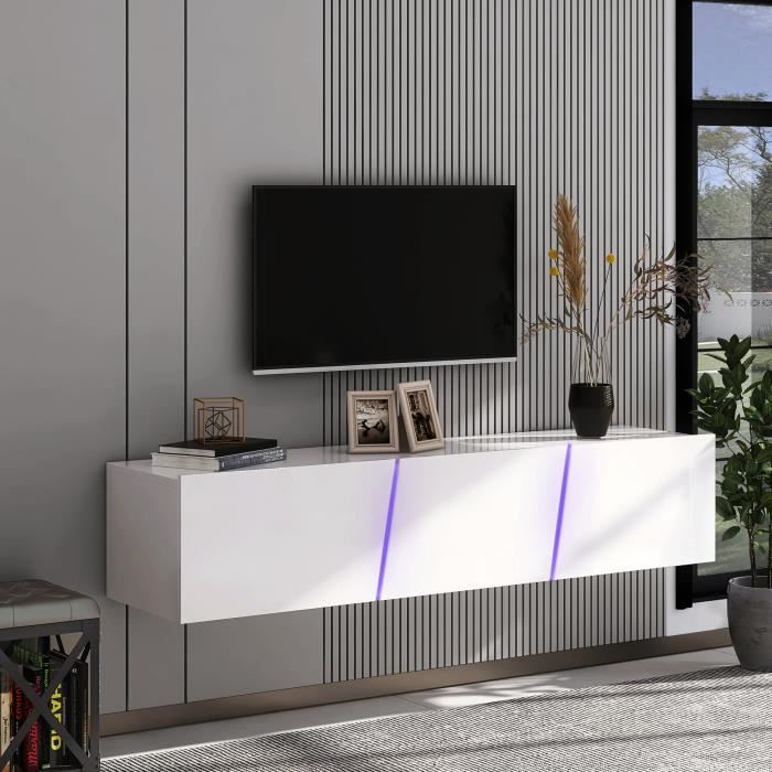 Ensemble Meuble TV Et Mur Suspension Berno Style Ancien Foncé Vicco - 140 Cm Largeur