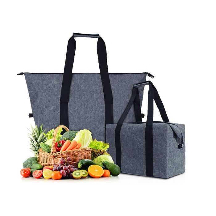 Sac de Pique-Nique Isotherme - Grande Capacité 10L - Étanche - Pliable - Tissu Oxford - Coton Perlé