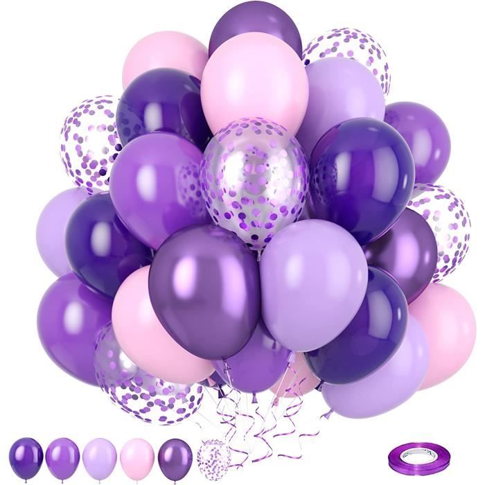 Lot De 30 Ballons Violets Macaron Pâle Violet Rose Avec Ballons À Confettis  Métalliques, Pastel Foncé Violet Foncé, Annivers[N1145] - Cdiscount Maison