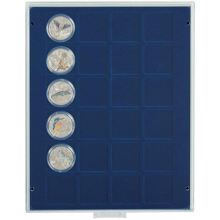 Boîte Monnaies Lindner 48 Alvéoles - Rangement Capsules Collection Allemande Qualité