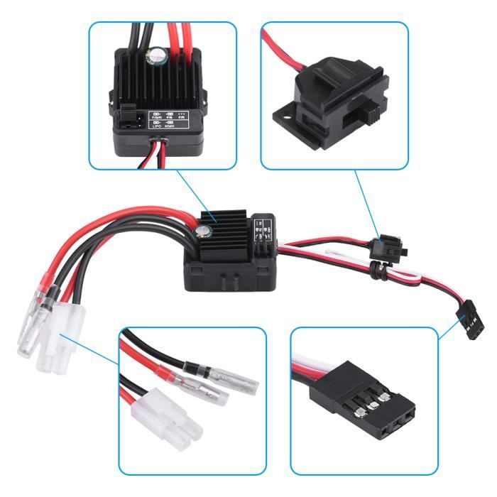 Moteur Brossé Etanche 55T 8000KV + 60A ESC Etanche Ensemble pour 1/10