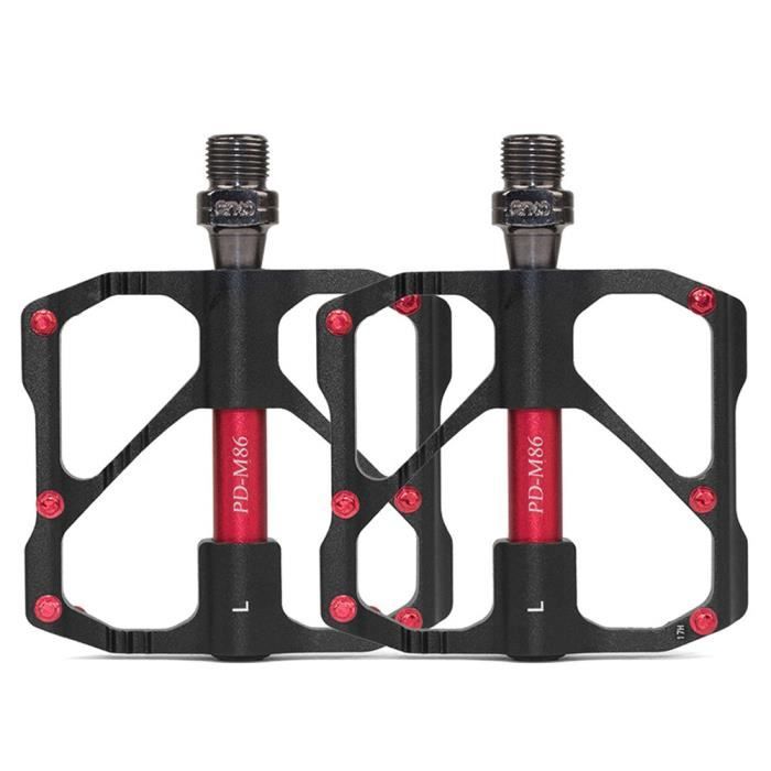 Paire De Pédales Vélo VTT/route Noires, 3 Roulements Scellés, Aluminium, Antidérapantes
