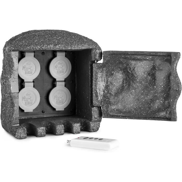 Lampadaire d'extérieur moderne noir 80cm avec prise IP44 - Charlois